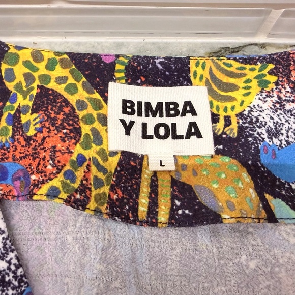 Bimba Y Lola Women's multicolor Sleeveless Blouse V-Neck Top with animal print L - Picture 6 of 13